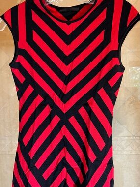 RVN Red and Black Chevron Knit Top